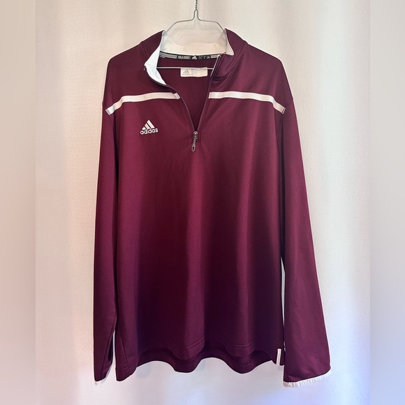 ADIDAS Men's Maroon Red 1/4
Zip Performance LS Pullover
Sweatshirt - Picture 6 of 8